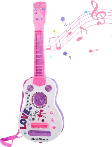 M SANMERSEN - Guitarra eléctrica para niños, funciona con pilas, luz de guitarra, juguete educativo musical para niños y niñas