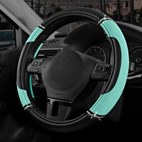 Miniatura 14 de Road Comforts Funda de Volante de Cuero - Hecha con Cuero PVC - Antideslizante, Ajuste Universal de 14 1/2 pulgadas a 15 pulgadas - Rosa Intenso