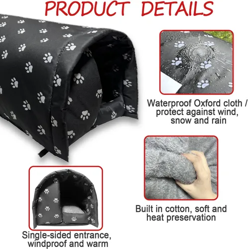 Miniatura 3 de Refugio para Gatos Tamaño L Grande para 3 Gatos Adultos al Aire Libre, Casa para Gatos Ferales para Invierno, Impermeable y Cálida Casa para Gatos