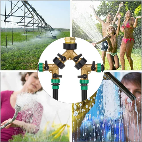 Miniatura 5 de Divisor de manguera resistente de 2 vías conector de válvula Y con 4 arandelas de goma y cinta de teflón de 65.6 ft - Adaptador de manguera