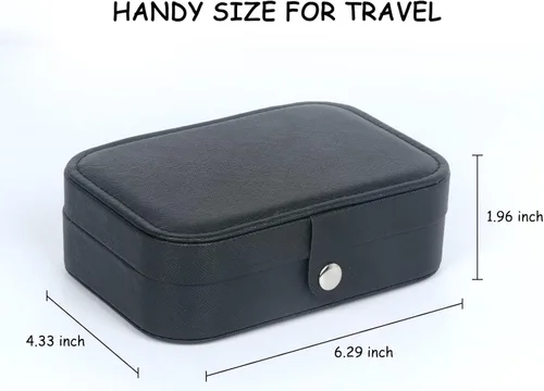Miniatura 2 de Joyero de viaje, pequeñas cajas organizadoras de joyas para mujeres y niñas, estuche de joyería de viaje de 2 capas, mini soporte portátil