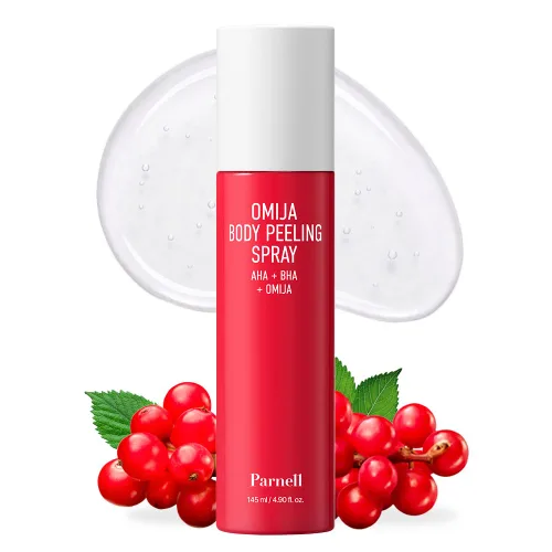 PARNELL AHA Omija - Spray de cerámica para exfoliantes corporales AHA BHA PHA para queratosis pilaris, piernas de fresa, manchas oscuras y removedor