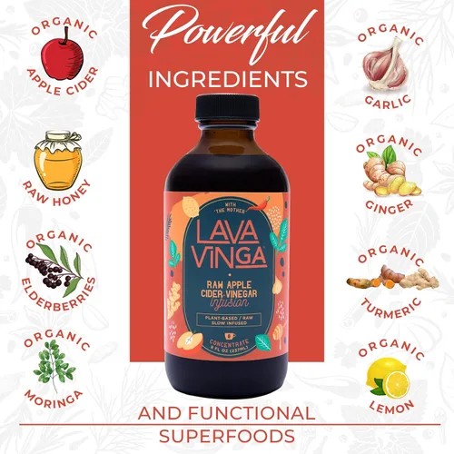 Miniatura 7 de VINGA Vinagre de sidra de manzana crudo de lava con moringa oleifera prensada en frío, 8 onzas, remedio natural para el resfriado y la gripe