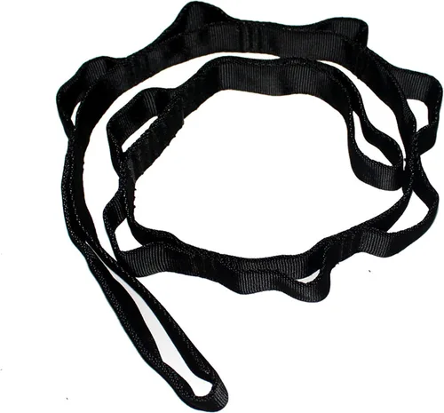 Miniatura 4 de 2 correas de escalada fuertes de 22 KN con cadena de margaritas de nailon, correa ajustable, longitud 110/150/70.9 in cinturón de yoga Negro