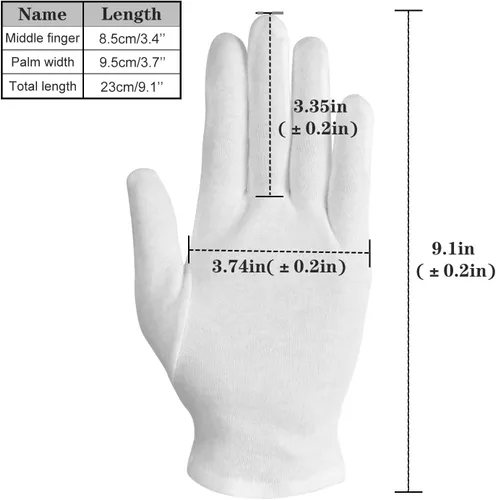 Miniatura 3 de Guantes 100% algodón, 6 pares de guantes de algodón blanco para mujeres, manos secas, eczema, spa, hidratantes, guantes de trabajo para servir