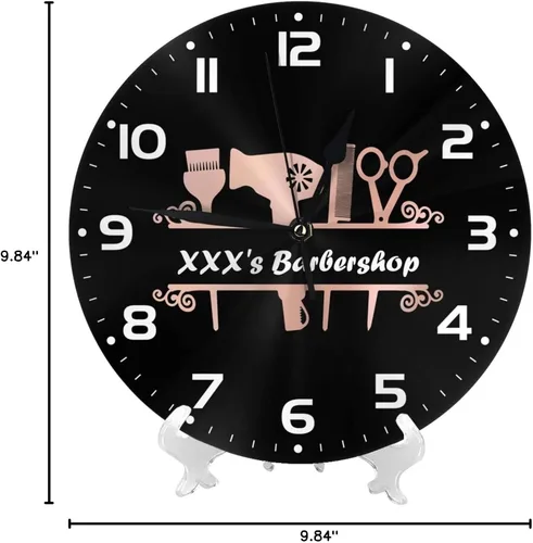 Miniatura 8 de Reloj de pared personalizado para peluquería, añade tu texto, reloj de peluquería personalizado para salón de belleza, decoración de reloj de pared