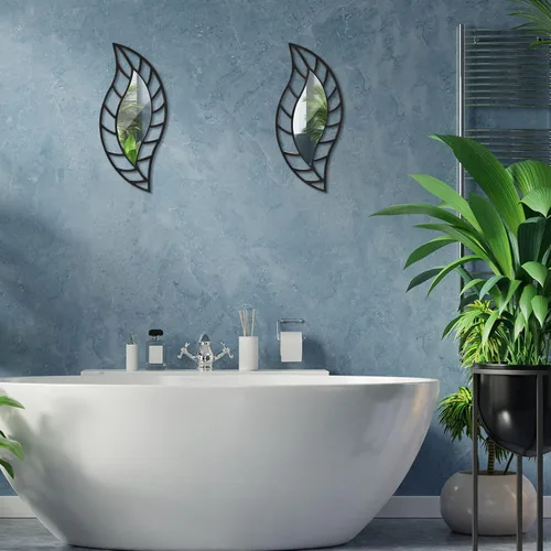 Miniatura 5 de Roowest 2 piezas espejo decorativo decoración de pared hoja lágrima espejo montado en pared decoraciones para sala de estar dormitorio baño tocador
