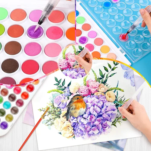 Miniatura 4 de Taotree Regalos del día de San Valentín para niños y adultos, rellenos de cesta de Pascua, juego de pintura de acuarela de 48 colores, suministros