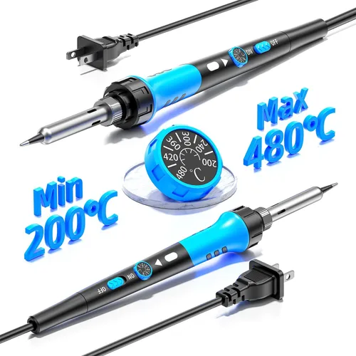 Miniatura 3 de Kit de soldador, pistola de 60 W con calentador de cerámica, herramienta de kit de soldadura 9 en 1, temperatura ajustable de 392 a 842°F, puntas