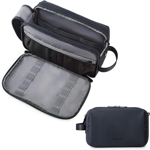 Miniatura 7 de Bolsa de aseo Bagsmart para hombres, organizador de artículos de viaje, kit Dopp resistente al agua, bolsa de afeitado para accesorios de aseo, Beige