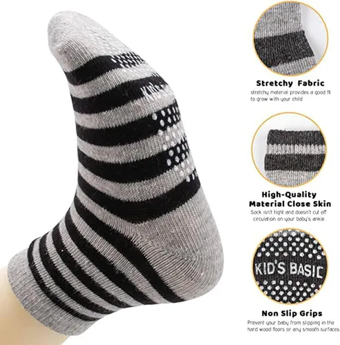 Miniatura 3 de Calcetines antideslizantes para bebé, 12 pares de calcetines de agarre de algodón, calcetines de agarre para bebé niño