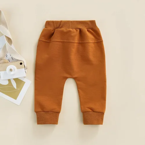 Miniatura 4 de Mubineo Pantalones deportivos básicos lisos para bebés, niños y niñas, cómodos pantalones de algodón con bolsillos