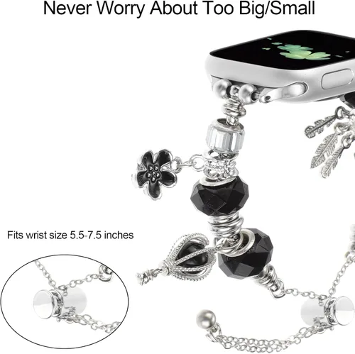 Miniatura 3 de Pulsera de reloj de metal para mujer, correas brillantes compatibles con Apple Watch Band de 1.496 pulgadas, 1.575 pulgadas, 1.614 pulgadas, correa
