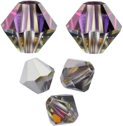 Miniatura 19 de 100 cuentas sueltas de cristal bicono facetado pequeño Preciosa auténtico de 3mm (0.118 pulgadas) aguamarina AB (azul) compatibles con cristales