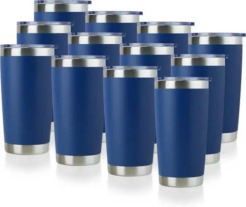 Miniatura 26 de DOMICARE Vaso de acero inoxidable de 20 onzas a granel con tapa, taza de viaje aislada al vacío de doble pared, taza de café con recubrimiento