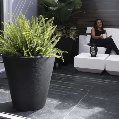 Miniatura 8 de Crescent Garden Maceta de autorriego para interiores y exteriores, negro caviar, 16 pulgadas, 20", Ceniza Fresno