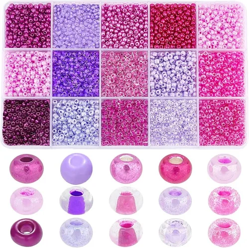 Miniatura 9 de PH PandaHall 24000 piezas Cuentas de semillas de vidrio 2mm 12/0 Mini Azul Amistad Cintura Cuentas Separadoras Pequeñas de 24 Colores para Hacer
