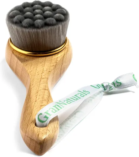 GranNaturals Cepillo manual de limpieza facial Kabuki, limpiador de piel y limpiador para aplicar base, maquillaje, máscara facial, lavado de acné,