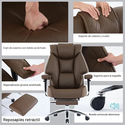 Miniatura 7 de EXCEBET Silla de oficina grande y alta con reposapiés, silla de oficina ejecutiva de piel sintética con respaldo alto 400lbs, sillas ergonómicas
