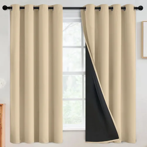 Miniatura 173 de SimpleHome - Cortinas opacas 100% para recámara, cortinas de ventana con ojales beige, con aislamiento térmico, cortinas de oscurecimiento