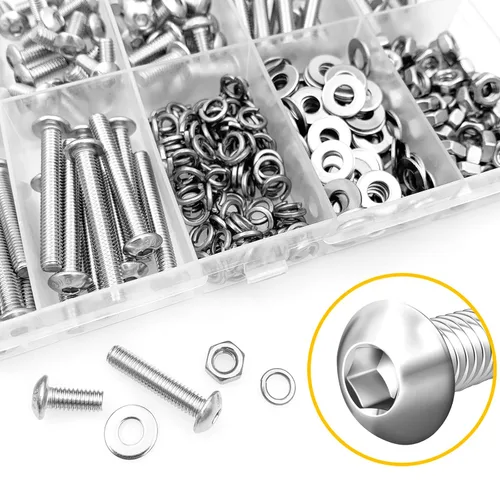 Miniatura 2 de Mywish Kit surtido de 380 tuercas y tornillos M4, 304 tornillos métricos, tornillos métricos, tornillos métricos, arandelas de bloqueo plano y SIiver