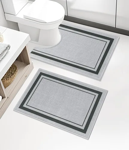 Miniatura 11 de chakme Juego de 2 alfombras de baño ultrafinas, absorbentes, antideslizantes, lavables a máquina, color beige oscuro, 17 x 24 pulgadas + tapete