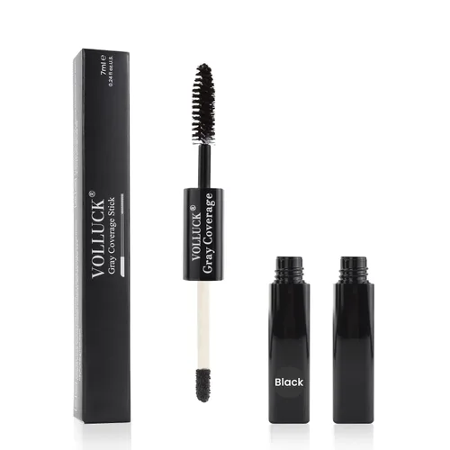 Raíz de retoque de raíz, lápiz corrector de cubierta de cabello gris instantáneo, barra de acabado de color de doble cabeza 2 en 1, cepillo de rímel