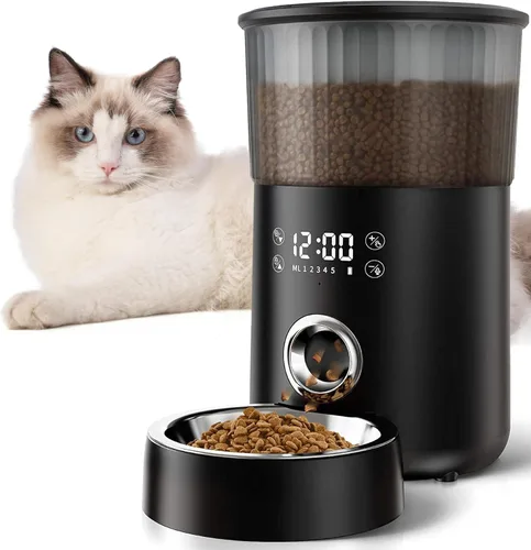 Comedero automático para gatos, comedero automático para mascotas de 4 litros para gatos y perros pequeños, dispensador de alimentos secos con