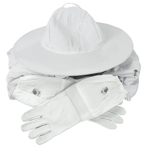 Miniatura 4 de Luwint Chaqueta y guantes de apicultura para niños, velo ventilado, traje de abeja para niños, chaqueta protectora de apicultor con guantes
