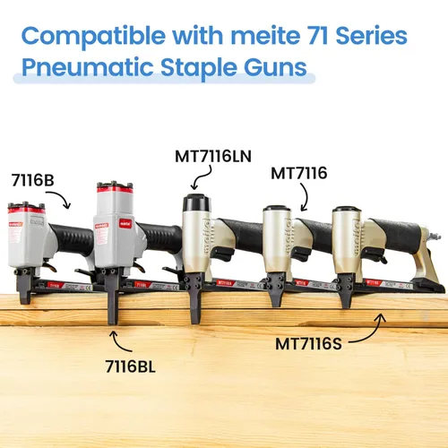 Miniatura 5 de Meite Calibre 22 Serie 71 Grapas galvanizadas de corona ancha de 3/8" y pata de 3/8" de longitud para grapadora de tapicería, 10,020 PIEZAS/CAJA