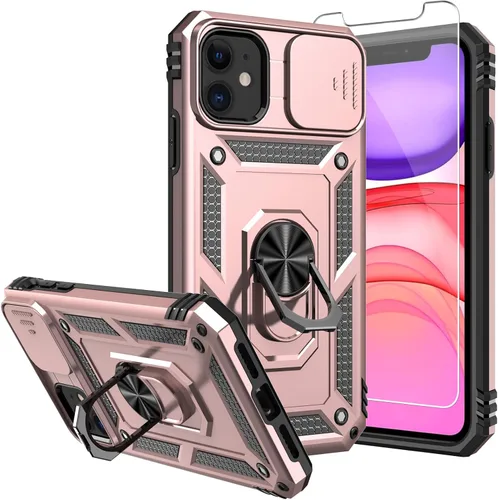 Miniatura 11 de Funda para iPhone 11 de 6.1 pulgadas, con protectores de pantalla y funda para cámara, [grado militar] de 16 pies. Funda a prueba de caídas con Negro