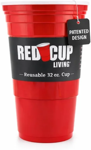 Vasos de 32 onzas | Taza roja reutilizable para fiesta, vaso y vaso | Vasos de fiesta ideales para niños y adultos | Suministros reutilizables para