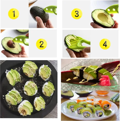 Miniatura 2 de Thanice Kit de fabricación de sushi, máquina de sushi contiene sushi bazuca/rodillo de sushi, alfombrilla de sushi, paleta, esparcidor, cuchillo