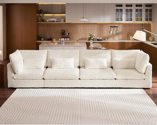 Miniatura 78 de Sofá Modular de Gran Tamaño, Sofá Seccional de Chenilla Nube Extra Profundo con Chaise Otomana, Sofá Esponjoso de Chenilla de 4 Plazas para Sala