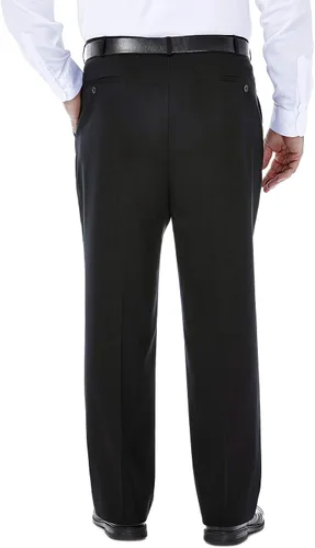 Miniatura 3 de Haggar - Pantalón con parte delantera plana de cintura ampliable de ajuste clásico caqui sin plancha de alta calidad para hombre, tallas regular
