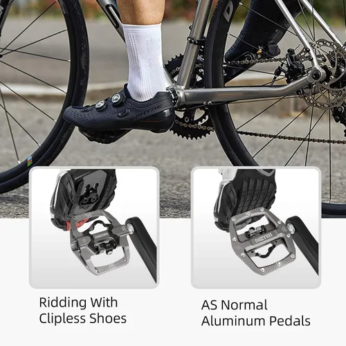 Miniatura 7 de MZYRH Pedal, pedales de bicicleta de montaña MTB, compatibles con doble función sellada sin clipless de aluminio 9/16 pulgadas, plataforma plana
