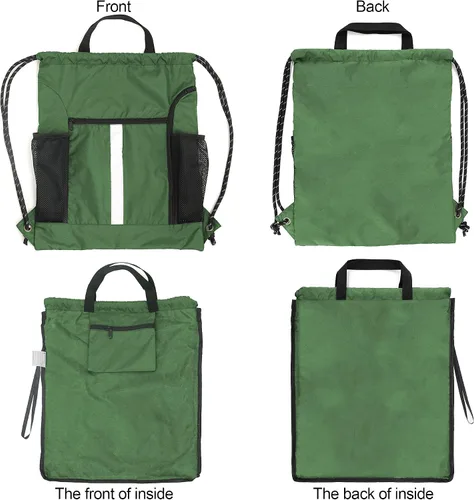 Miniatura 4 de BeeGreen Mochila deportiva con cordón y compartimento para zapatos y dos soportes para botellas de agua