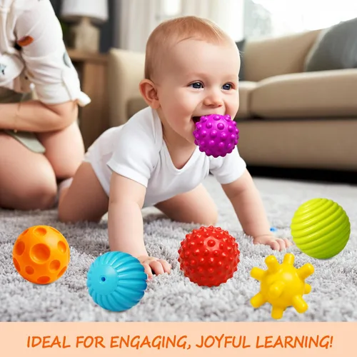 Miniatura 5 de Bolas de bebé para niños pequeños de 1 a 3 años, juguetes de baño para bebés de 6 a 12 meses, juego de bolas sensoriales suaves para bebés, set
