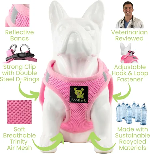 Miniatura 7 de EcoBark - Arnés para perro XXS - Arnés para raza miniatura - Arnés de halter con entrada - Arnés de halter de malla suave de lujo ecológico - Collar