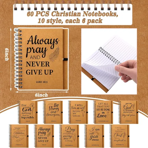 Miniatura 2 de Qeeenar 180 unidades de regalos cristianos para el Día del Padre, diario de oración religiosa, cuaderno de la Biblia inspirador con bolígrafos