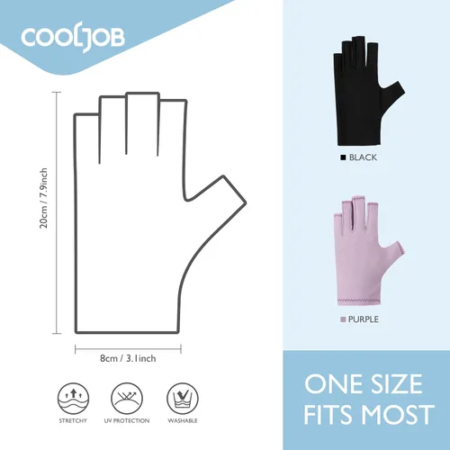 Miniatura 6 de COOLJOB Guantes anti-UV para lámpara de uñas, guantes profesionales de protección UV UPF50+ para manicuras, cuidado de la piel artística sin dedos