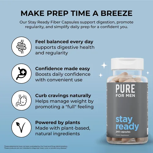 Miniatura 4 de Pure for Men Suplemento de Fibra Original para Mantener la Limpieza y Estar Listo Ayuda a Promover la Regularidad Digestiva Cáscara de Psyllium