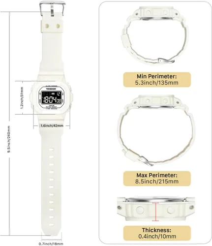 Miniatura 7 de Reloj deportivo resistente al agua de 10 ATM para mujeres y niñas, natación y buceo, reloj despertador, cronómetro, temporizador, hora doble