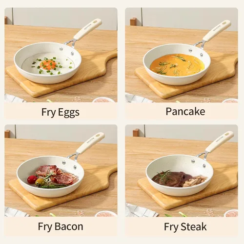 Miniatura 6 de Mini sartén antiadherente para huevos, sartén para tortilla de 6.3 pulgadas, pequeña sartén antiadherente para huevos de una sola porción