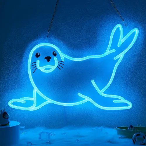 Miniatura 16 de CoolGift Mart Letrero de neón de lobo, luz LED regulable, decoración de pared de animales, regalo de Navidad, regalos de cumpleaños para niños