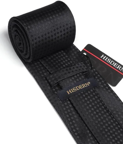 Miniatura 355 de HISDERN Conjunto de corbata a cuadros a cuadros pañuelo tejido clásico formal para hombre corbata y bolsillo cuadrado