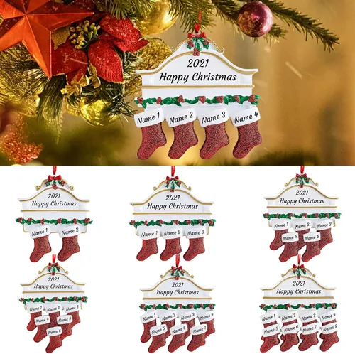 Miniatura 4 de Adornos de Navidad personalizados para familia de 2, adornos de Navidad familiares personalizados con nombres, decoraciones de Navidad