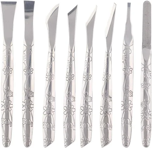 Miniatura 7 de Watris Veiyi 8 herramientas de pedicura para afeitadora de pies, juego de cuchillos de pedicura, kit de eliminación de piel muerta de acero