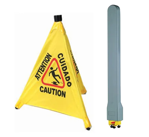 Winco Juego CSF, señal de precaución, cono de seguridad emergente con tubo de almacenamiento 22.4 pulgadas de alto x 2.8 pulgadas de largo x 2.3