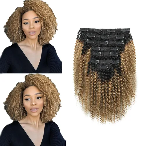 Miniatura 9 de ABH AMAZINGBEAUTY HAIR Extensiones de cabello humano real con clip, 4A 4B, rizado con clip, 4.23 oz, 7 piezas, 17 clips, 4.23 oz, color negro #1B